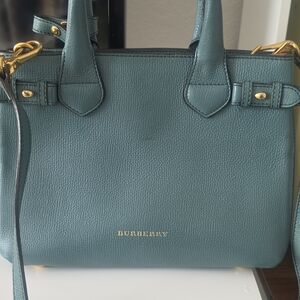 Burberry Small Banner Tote Teal